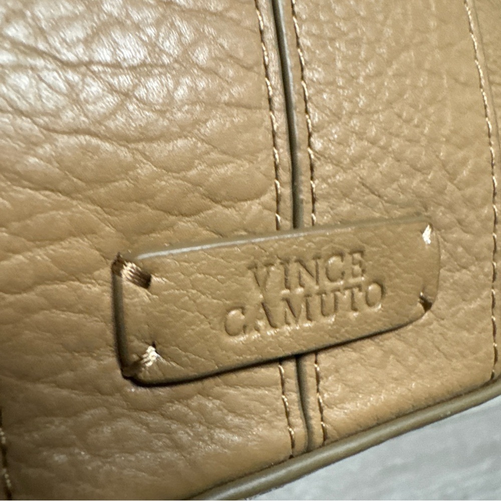 NWOT Vince Camuto Afina Leather‎ Tote Tan With Bag Charm Double Handle Large - Picture 7 of 16